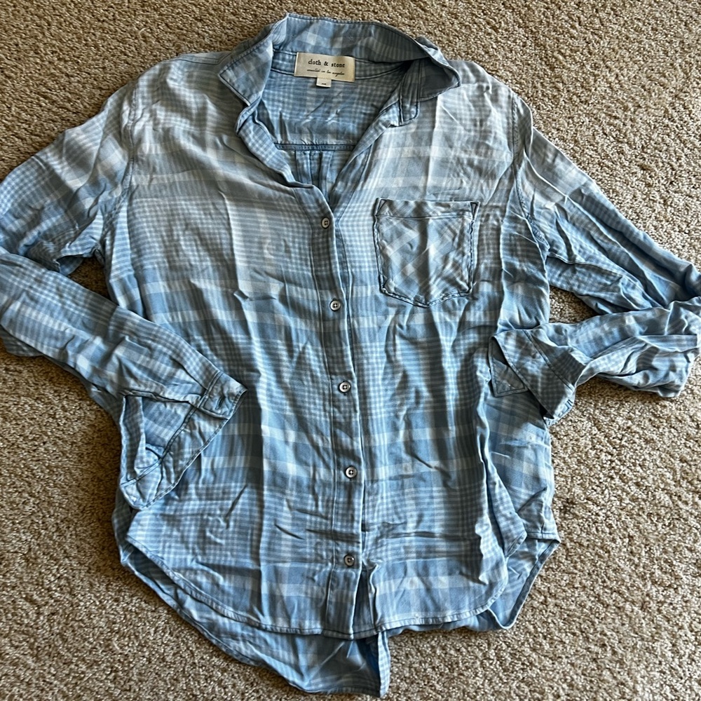 cloth & stone Light Blue Plaid Button-Down Shirt